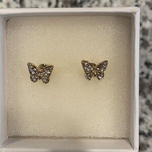 10K Over 925 Small Butterfly Stud Earrings - Brand New